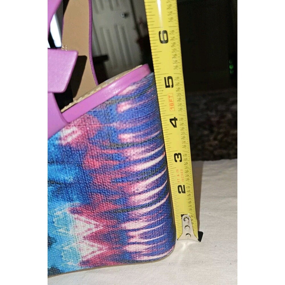 ALDO MOREMAN Womens Platform 5" Wedge Sandal Hippie Purple Pink Tye Dyed Sz 7 - Picture 10 of 11
